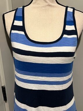 Tommy Bahama Navy, Royal Blue & White Striped Maxi Tank Dress